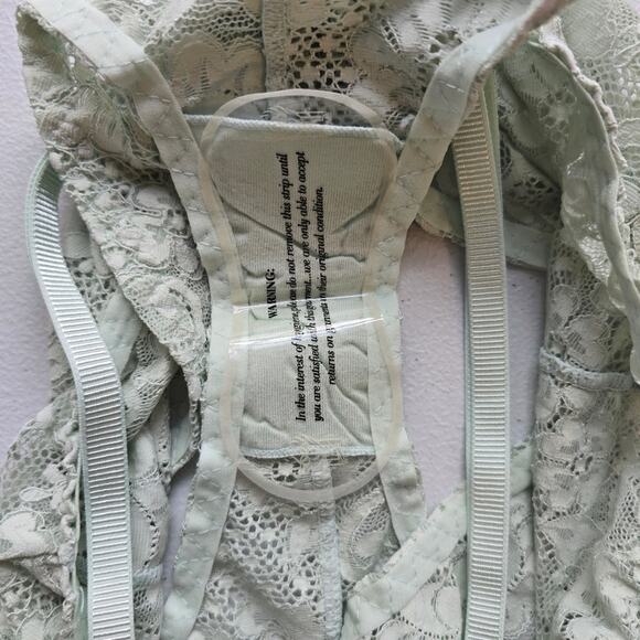 MM We Are HaH Coming In Haht Lace Bodysuit Lingerie Something Blue Teal L NWT - Picture 9 of 9